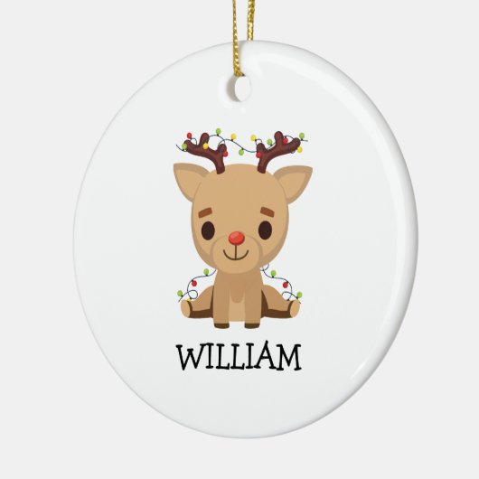 Baby Keepsake Kerst Schattigee rendieren naam Keramisch Ornament (Links)