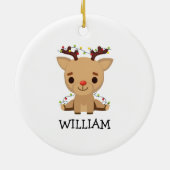 Baby Keepsake Kerst Schattigee rendieren naam Keramisch Ornament (Achterkant)