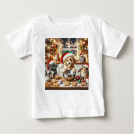 Baby Kerst T-shirt met hond, kat, konijn #6
