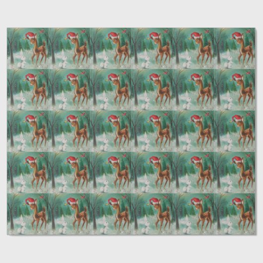  Baby kerstman en Bunny Cadeaupapier (Vlak)