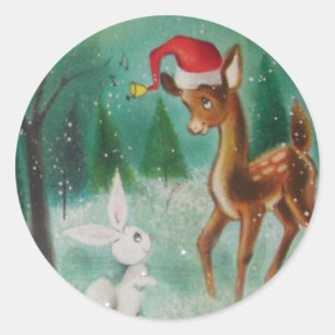  Baby kerstman en Bunny Ronde Sticker