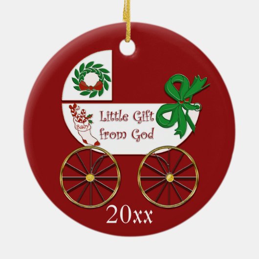 Baby Kerstversiering Weinig geschenk van God Keramisch Ornament (Achterkant)