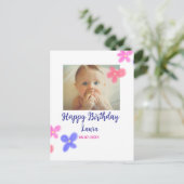 Baby kids 1e verjaardag naam datum toevoegen foto briefkaart (Staand voorkant)