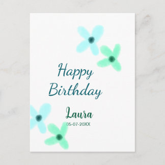 Baby kids 1st birthday add name blue green pastel  briefkaart