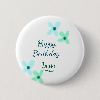 Baby kids 1st birthday add name blue green pastel  ronde button 5,7 cm