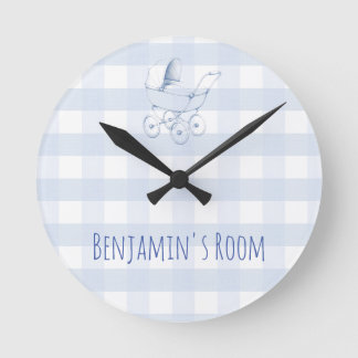 Baby & kids kraamkamer deur bord vintage gingham ronde klok