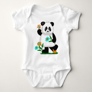 Baby Kids Panda Met Bloemen 2 Romper