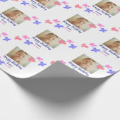 Baby kinder 1e verjaardag Naam toevoegen Datum toe Cadeaupapier (Hoek)