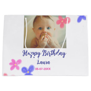 Baby kinder 1e verjaardag Naam toevoegen Datum toe Groot Cadeauzakje