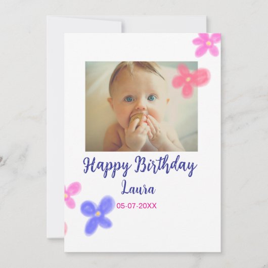 Baby kinder 1e verjaardag Naam toevoegen Datum toe Kaart (Voorkant)
