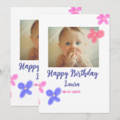 Baby kinder 1e verjaardag Naam toevoegen Datum toe Kaart (Voorkant / Achterkant)