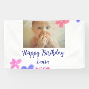 Baby kinder 1e verjaardag Naam toevoegen Datum toe Spandoek
