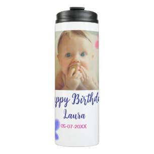 Baby kinder 1e verjaardag Naam toevoegen Datum toe Thermosbeker