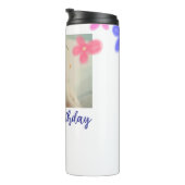 Baby kinder 1e verjaardag Naam toevoegen Datum toe Thermosbeker (Geroteerd rechts)