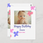 Baby kinderen 1e verjaardag naam datum toevoegen f briefkaart (Voorkant / Achterkant)