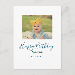 Baby kinderen 1e verjaardag voeg naam datum toe vo briefkaart