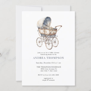 Baby kinderwagen Classic Baby shower Invita Kaart