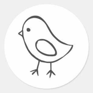 Baby Kip in zwart-wit schets Ronde Sticker