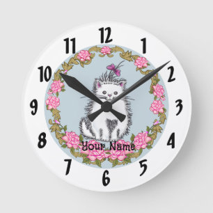 Baby Kitten Cat Clock Ronde Klok