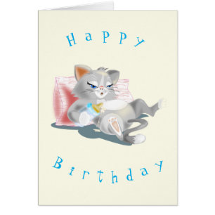 Baby Kitten Manger du lait - Joyeux anniversaire V