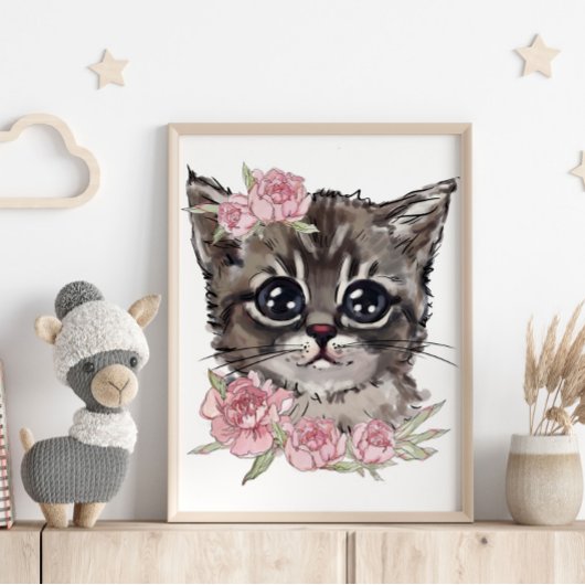 Baby Kitten Rose Poster personnalisé | Impression 