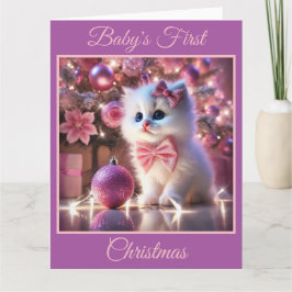 Baby Kitten's eerste kerstdag (roze) Kaart