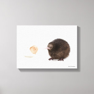 Baby Kiwi Bird Hatched from Egg Canvas Afdruk
