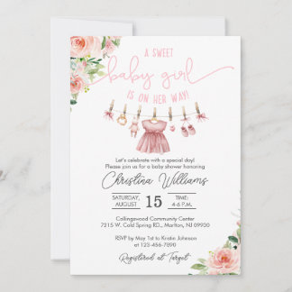 Baby Kleding Baby shower Uitnodiging voor een Meis