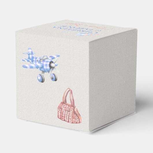 Baby kleding Geslacht onthullen ivoor roze blauw Bedankdoosjes (Achterkant)