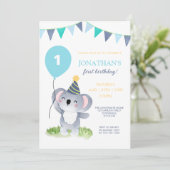 Baby Koala Balloon Party Vlag Verjaardag Kaart (Staand voorkant)