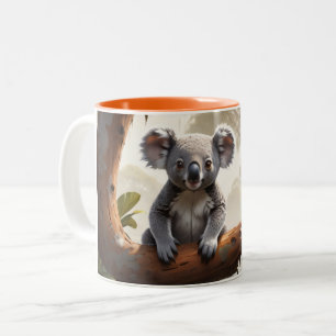 Baby Koala bij een vijver Tweekleurige Koffiemok
