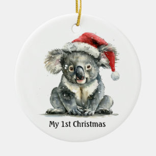 baby koala draagt kerstmis pet, aanpasbaar keramisch ornament