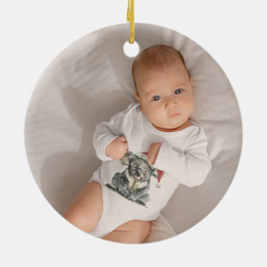 baby koala draagt kerstmis pet, aanpasbaar keramisch ornament (Achterkant)