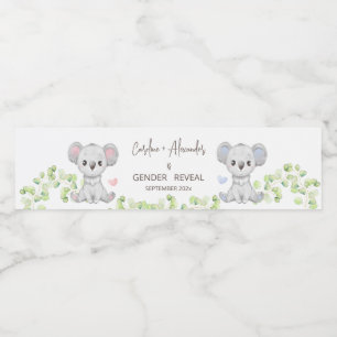 Baby Koala Gender Reveal Party Water Labels. Waterfles Etiket