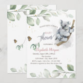 Baby Koala Ours Feuilles Baby shower Invitation (Devant / Derrière)