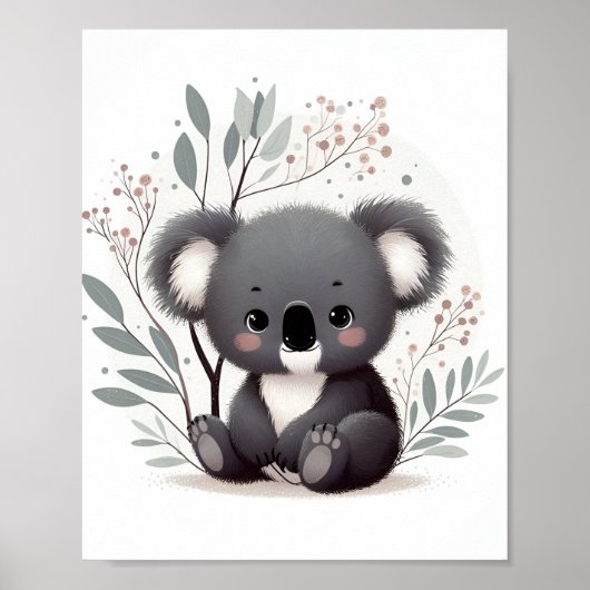 Baby Koala witte achtergrond Poster (Voorkant)