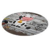 Baby Koe Rustic Brown Grey Wooden Cutting Board Snijplank (Hoek)