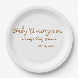 Baby komt binnenkort baby shower bruin roze naam t papieren bordje