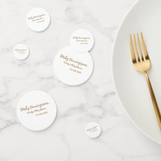 Baby komt eraan baby shower bruin roze naam trend confetti
