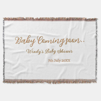 Baby komt eraan baby shower bruin roze naam trend deken