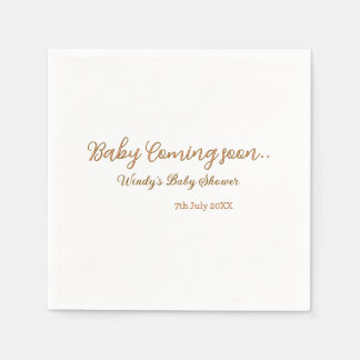 Baby komt eraan baby shower bruin roze naam trend servet