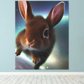 Baby konijn die in de druk van het ruimtecanvas lo canvas afdruk (Insitu (Houten vloer))