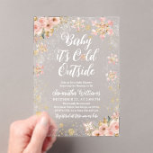 Baby Koud Buiten Roze Winter Meisje Baby shower Acryl Uitnodigingen (Insitu (Draagbaar))