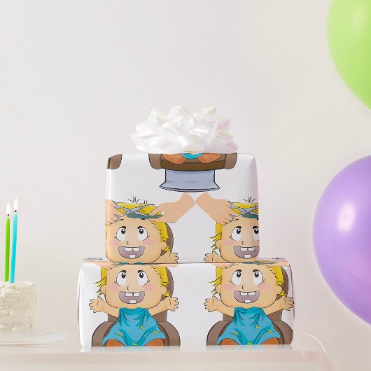 Baby krijgt kapsel Grappige Kinder kapperszaak Cadeaupapier