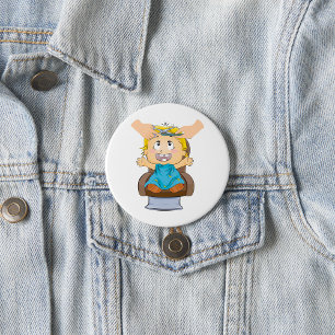 Baby krijgt kapsel Grappige Kinder kapperszaak Ronde Button 7,6 Cm