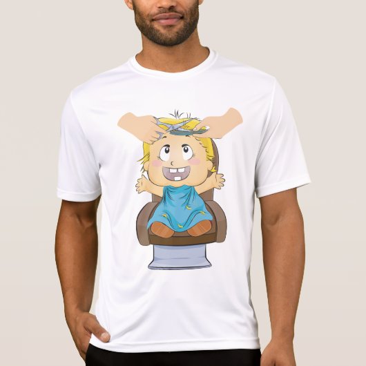 Baby krijgt kapsel Grappige Kinder kapperszaak T-shirt (Voorkant)