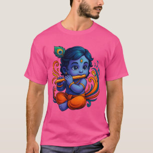 Baby Krishna met fluit – Peace Vibes Levendig 3D T-shirt