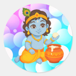Baby Krishna Ronde Sticker