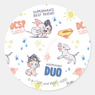 Baby Krypto & Superman Pattern Ronde Sticker