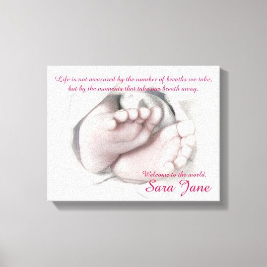 Baby kunstschilderij "Welkomstdoek" Canvas Afdruk (Voorkant)